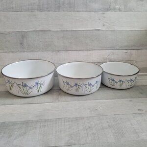 Decorative Corning Coordinates Shadow Iris Enamel Mixing Bowls Set Of 3 By Lingo